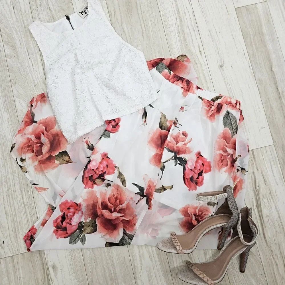 Show Me Your Mumu Sullens Maxi In Rose Romantico With A Crop Crop Top XS
